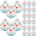 Wettarn 24 Pcs Snowman Face Christmas Ball Ornaments for Tree 3.15 Inch Clear Christmas Plastic Fillable Ornaments Balls Snow Sparkle Xmas Tree Decoration Hanging Ball for New Year Wedding Party Decor