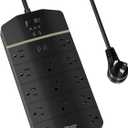 Power Strip,SUPERDANNY 5000 Joules Surge Protector with 13 AC Outlets 2 USB-A & 2 USB-C PD 20W Fast Charging Heavy Duty 14AWG/3C Industrial Grade 15ft Extension Cord for Workbench Home Office Black