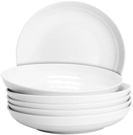 QUANSHANGJUSet of 6 Dinner Plates 8 Inch, White Porcelain Plates, Microwave Oven Dishwasher Safe Scratch Resistant