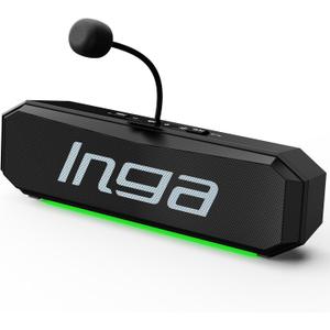 INGA Computer Speakers with Detachable Mic, Plug-and-Play USB Soundbar with Dynamic Lighting, Game/Music Modes, Compatible with PC, Laptop, PS5, Mac