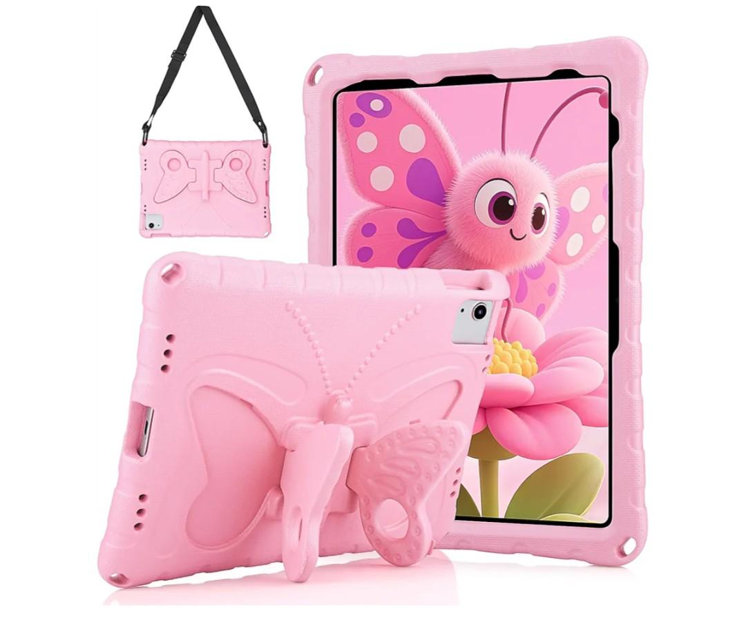 for iPad 10th Generation Case Kids 10th Gen 2022 10.9 Cases with Butterfly Stand Shoulder Strap Cute Cartoon Kawaii for Girls Women Lightweight Design Case for iPad 10th, PinkAmazon's Choice