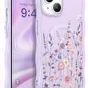GVIEWIN Cute for iPhone 14 Case & iPhone 13 Case [Compatible with MagSafe] [Curly Wave Edge] Floral Translucent Magnetic Shockproof Protective Phone Cover for iPhone 14/13 6.1'', Floratopia/Colorful