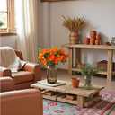 2 Pack Artificial Fall Flowers Orange Fall Floral Stems Fake Sunflower Daisy for Autumn Home Decorations -VASE NOT Included