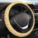 Vintage Groovy Flowers Steering Wheel Cover Universal 15 Inch Cute Car Accessories Protector for Women Men