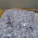 Ultra Soft Fleece Sherpa Blanket King Size,Lightweight Cozy Boho Bed Blanket with Decorative Tassel, Pattern Reversible, 2 Tones Ombre Blue,104x90