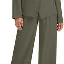 Casly Lamiit 2 Piece Outfits for Women Business Casual Single Button Blazer Jacket and Wide Leg Pants Matching Suit Sets, 2XL