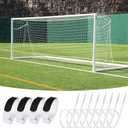 3mm Thicker Soccer Net, Full Size Soccer Goal Net, Durable Polyethylene Football Net with Velcro and Straps,24 x 8ft / 18 x 6.5ft / 10 x 6.5ft Soccer Replacement Nets (Post Not Included)