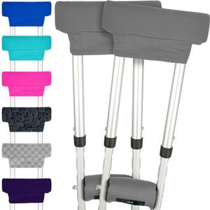 Vive Crutch Pads & Hand Grips - Padding for Walking Arm Crutches - Universal Underarm Padded Forearm Handle Pillow Covers for Hand Grips - Soft Foam Armpit Accessories for Adults, Kids (Gray)