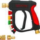 DUSICHIN Pressure Washer Short Wand High Power Spray Gun 5 Nozzle Tips Car Wash Foam Gun Foam Cannon Attachment 1/4" Quick Connector Outlet,3/8'' M22-14mm M22-15mm Fitting,Not Use with Garden Hose
