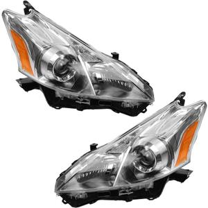TRQ 2 Piece Headlight Assembly Set Driver & Passenger Side Compatible with 2012-2014 Toyota Prius V TO2518137 TO2519137