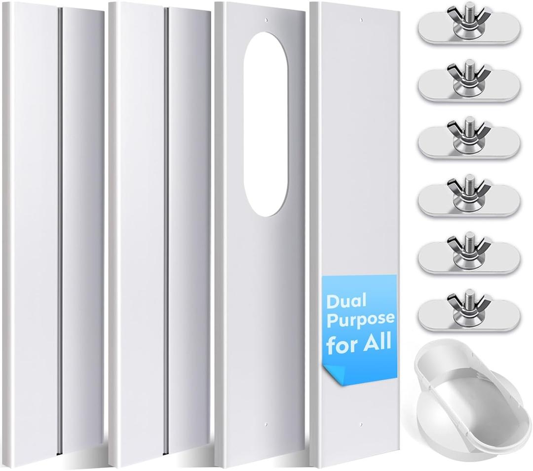 SIKADEER Universal Window Seal Kit for Portable Air Conditioner of Exhaust Hose 5.1/5.9 Inch Diameter with Coupler Adjustable Max Length to 60 Inch AC Vent Kit PVC Seal for Sliding Window