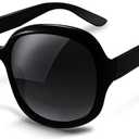 miyya Bug Eye Oversized Polarized Sunglasses Womens, Trendy Retro Sun Glasses for Women 2025, Oversized UV Protection Shades (Black/Black)