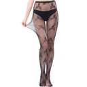 W-ZEST Tights for Women High Waist Fishnet Stockings Lace Leggings Floral Lace Pantyhose (US, Alpha, One Size, Regular, Regular, Black（skull)