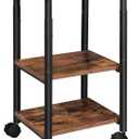 HOOBRO Printer Stand, 3-Tier Industrial Under Desk Printer Cart with Shelf, Mobile Heavy Duty Storage Rack on Wheels for Home, Office Rustic Brown and Black BF03PS01G1