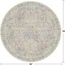 Beige Blue 3ft Round Rug for Bedroom, Entryway, Bathroom - Soft Small Circle Rugs for Home Office, Nurery, Kitchen, Pastel Washable Throw Rug Non Slip & Low Pile Carpet Dcor