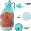 Lyreh 3pcs Mesh Drawstring Beach Bag, 3 Color Durable Beach Sand Toys Mesh Backpack Swim and Pool Balls Storage Bags Packs for Kids Men Women Athletic Gym Sports Workout(Green, Blue, Pink)
