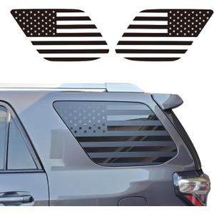 Zhizhong Rear Quarter Window American Flag Decal Compatible with Toyota 4Runner 5th Gen 2010-2023, Precut Back Side Window Glass USA Flag Vinyl Sticker (A Pair Matte Black)