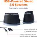 Amazon Basics Stereo 2.0 Speakers for PC or Laptop with Volume Control, 3.5mm Aux Input, USB-Powered, 1 Pair, Black