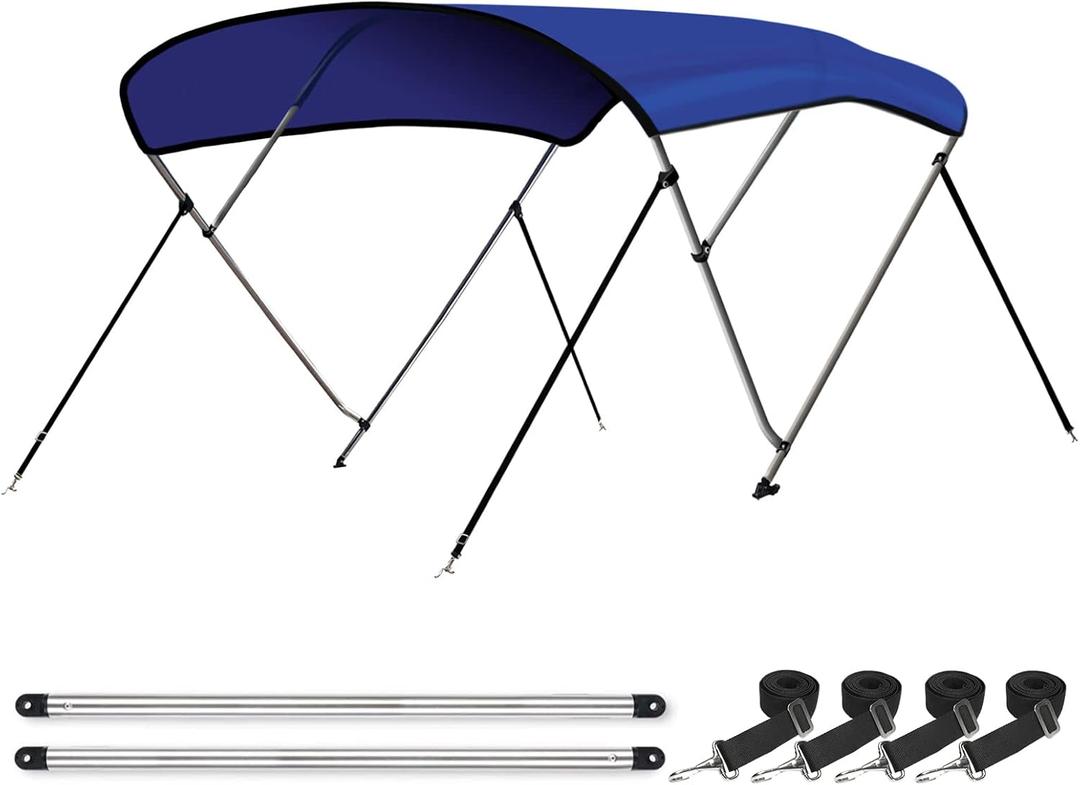 Leader Accessories 10 Colors 3 Bow 4 Bow Bimini Top Cover for Boat Includes 4 Straps 2 Rear Support Poles Mounting Hardwares Storage Boot with 1" Aluminum Frame