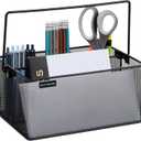 Mind Reader Utensil Holder, Silverware Organizer, Caddy, Cutlery Holder, Kitchen, Metal Mesh, 10"L x 7"W x 4.75"H, Black