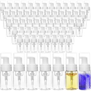 60 Pcs Mini Foam Pump Bottle Bulk 1 oz/ 30 ml Empty Travel Size Plastic Soap Foaming Bottles Small Clear Foaming Soap Dispenser Refillable Mousse Bottles for Lash Shampoo Portable Hand Sanitizer