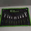 Flare Nut Wrench Set, Standard & Metric, 10-Piece, 1/4" to 7/8'' & 8-21mm, CR-V Steel, Brake Line Wrench Set with Organizer Pouch