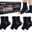 3Pairs Neuropathy Socks for Women and Men, Toeless Compression Socks for Neuropathy Pain Relief, Open Toe Foot Compression Sleeves for Plantar Fasciitis, Arch Support and Ankle Support