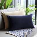 QUORGVES Navy Blue Velvet Pillow Covers 12x20 Inch Set of 2, Soft Solid Decorative Lumbar Throw Pillow Covers, Decor Cushion Covers for Bed Sofa Couch Bedroom Living Room - Dark Blue