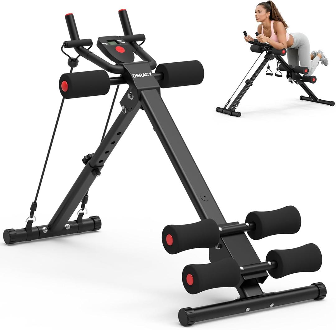 DERACY Ab Workout Machine Adjustable Ab Trainer Abdominal Trainer for Home Gym Foldable Ab Crunch Machine for Core 440 LBS (Black)