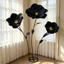 5.9 Ft Large Paper Artificial Flowers,Giant Flowers for Decoration,Standing Huge Handcrafted Poppy Flowers for Garden,Hotel,Office,Photography Props,Wedding,Art Gallery,Shop Window Display(Black)