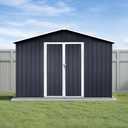 10x12 Ft Storage Shed Outdoor, XL Permanent Steel Building with Lockable Doors & 4 Air Vents for Backyard Garden Patio Lawn - Black