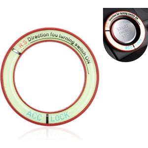 Luminous Car Push Start Button Cover, Ignition Switch Luminous Decoration Ring, Glow-in-The-Dark Car Engine Start-Stop Decorative Ring, Universal for Most Cars (Red) (1 PC)