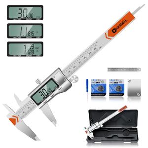 HARDELL Digital Caliper, 6 Inch Caliper Measuring Tool, High Quality Stainless Steel Caliper, Waterproof, Spare Battery, Easy Switch from Inch Metric Fraction, Large LCD Screen 150mm for Household/DIY