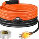 Relaxweex 6 ft Heat Tape for Water Pipes, Self Regulating Heating Cable with Builtin Thermostat, FreezeProtected Water Heating Trace Cable for Metal & Plastic Pipes, 120v, 8w/ft