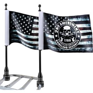 Motorcycle Flags 6" x 9" Antique US Flag 2ND Amendment Flag with Black Flagpole Mounts for 1/2" Motorcycle Luggage Rack for Harley Davidson Honda Suzuki Kawasaki Goldwing CB VTX CBR Yamaha(1 Pair)