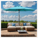 Outdoor Patio Umbrella, Table Umbrella with Push Button Tilt and Crank, 8 Ribs Market Umbrella