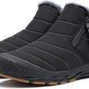 Men's Snow Boots Waterproof Winter Boots Fur Lined Warm Comfortable Slip on Outdoor Men Snow Shoes Zipper Ankle Boot (9, Black)