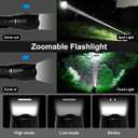 JINIU Rechargeable LED Flashlight, Bright Tactical Torch High Lumens, White Light, Waterproof Handheld Zoomable Flash Light, Gifts for Men, Hunting Camping Essentials Gear (1PACK, Black)