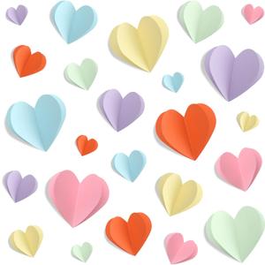 120 PCS Valentines Day Wall Decorations, 3D Heart 6 Colorful Valentine Wall Stickers 4 Size 3D Wall Stickers for Wedding Anniversary Party Bedroom Home Office (6 Colors)