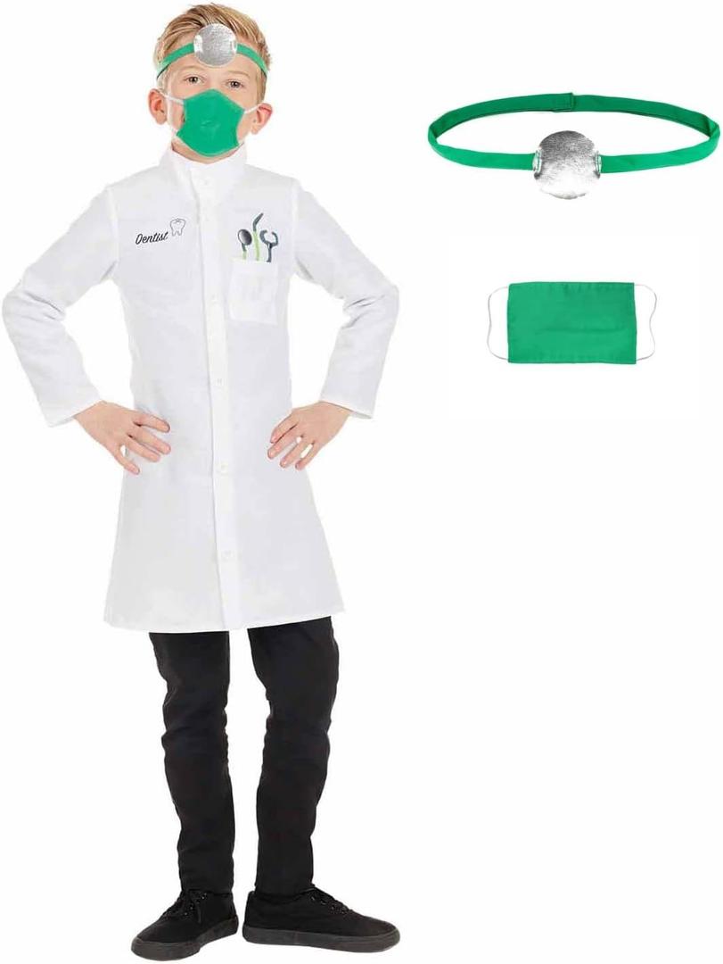 fun shack Kids Dentist Costume, Dentist Outfit for Boys and Girls, Fun Dental Role Play Dress-Up for Children (Small, White)