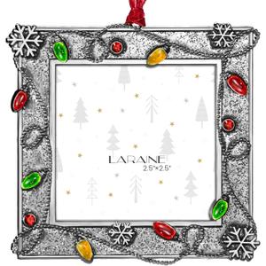 LARAINE Picture Photo Frame Christmas Metal 2025 Christmas High Definition Glass Display Pictures for Tabletop Home Decorative Holiday Gift (Silver, 2.5)