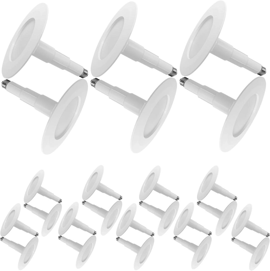 24-Pack 5/6" Retrofit LED Recessed Lighting,12W=60W,3000K WarmWhite,800 Lumens,Dimmable Can Lights,Damp Rated,Simple Adjustable Retrofit Downlight Installation,ETL,E26 Base,Bevel Trim