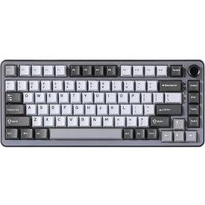 YUNZII B75 Mechanical Keyboard,75% Layout with Knob,Hot Swappable RGB Backlit Gasket Mounted, Creamy Typing, Double-Shot PBT Keycaps,Cherry Profile,for Win/Mac(Dark Grey, Milk V2 Linear Switch)