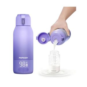 Momcozy Portable Bottle Warmer for Travel – Dual Heating Modes for Breast Milk & Water, Portable Milk Warmer with Fast Heating & Long Battery Life, 17 Ounces Large Capacity, Purple