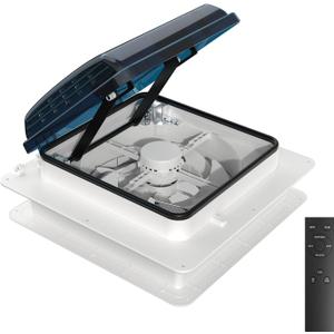 2012 14" Vent RV Roof Vent Reversible Exhaust Fan, Ultra Low Sound RV Air Ventilation Ceiling Fan 12V Remote with Rain Sensor (Standard)
