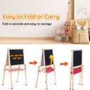 Wooden Adjustable Easel for Kids, Quick-Fold Kids Easel with Paper Roll&Accessories, Double Sided Painting Easels for Toddlers 3,4,5,6,7,8,9,10 Years, Perfect Painting Gifts&Supplies for Boys&Girls
