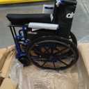 Drive Medical Blue Streak Lightweight Wheelchair - Portable Folding Mobility Aid - Swing-Away Footrests - Desk Arms - Durable Steel Frame - Easy Transport & Storage - 18-Inch Seat