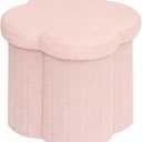 B FSOBEIIALEO Storage Ottoman Cube, Flowers Shaped Ottomans with Storage Foot Stool Footrest, Boucle Ottoman Seat for Dorm Room, Faux Teddy Fur, Pink 15"x15"x15"