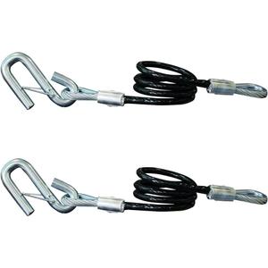 44-Inch Vinyl-Coated Trailer Safety Cables, Snap Hooks, 3500 lbs Break Strength, Pack of 2, Black
