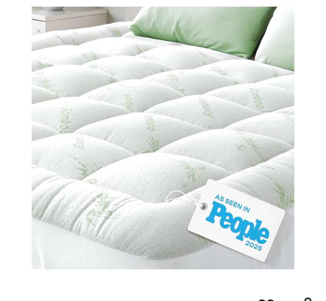 Ultra Soft King  Size Mattress Topper - Viscose Made from Bamboo Pillow Top Mattress Pad for Back Pain Relief - Naturally Cooling for Hot Sleepers, Green